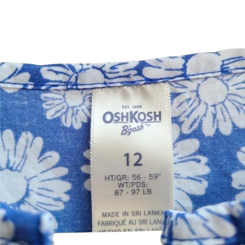 Oshkosh B'gosh Floral Daisy Print Dress, Blue And White, Size 12 Girl